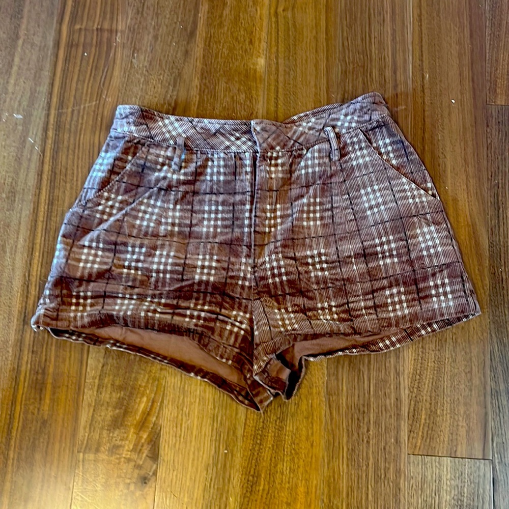 Plaid Corduroy Shorts